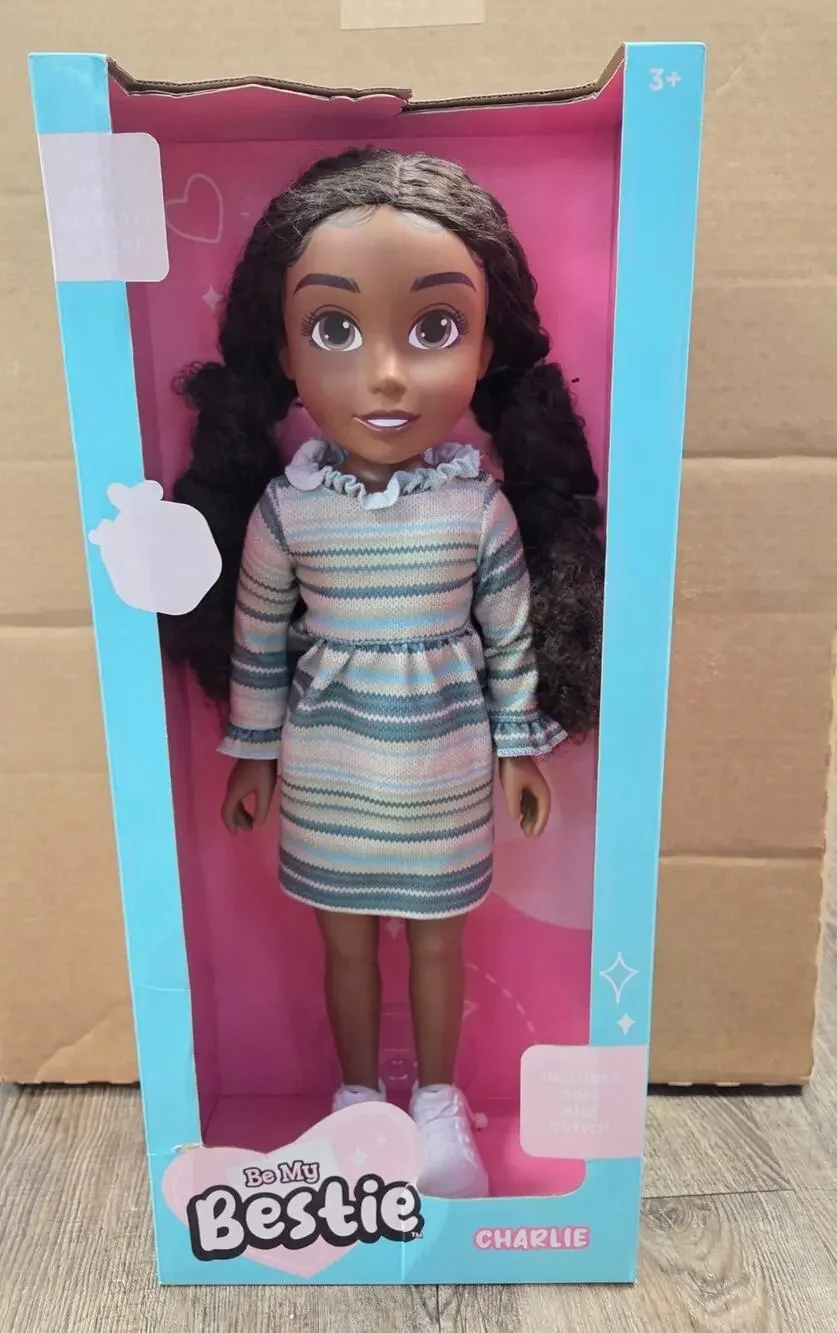 Jakks Pacific Be My Bestie 18-inch Charlie Dark Skin Brown Hair Girl Doll NEW